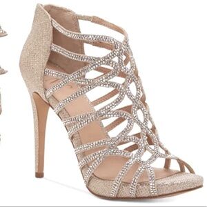 INC Womens Sharee 2 Glitter Caged Evening Sandals